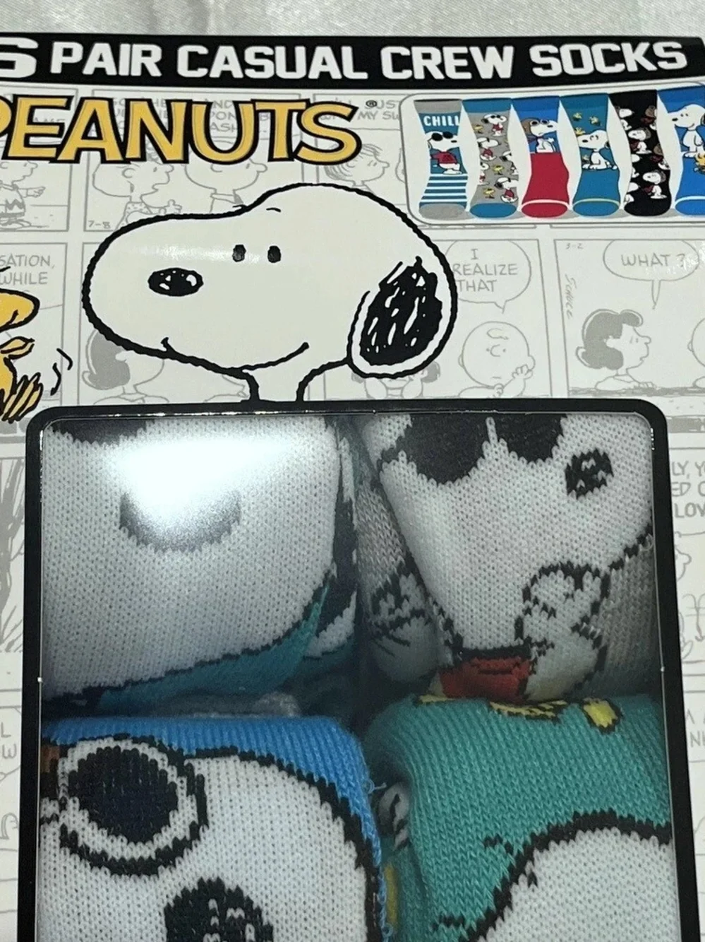 Snoopy Crew Socks Set - Black, Blue, White, Red